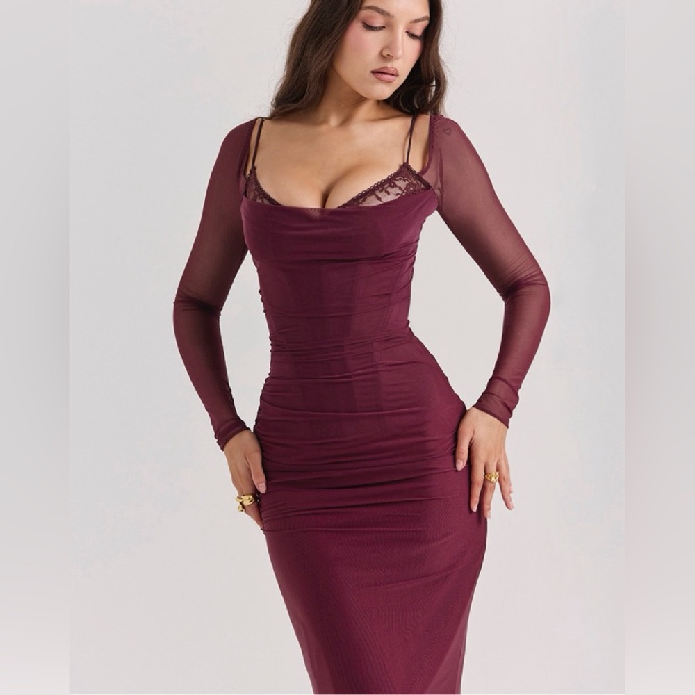House of CB Red Katarina Maxi Lace Dress - Picture 5 of 5